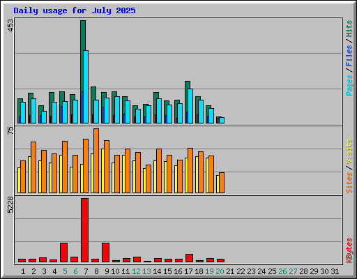 Daily usage for July 2025