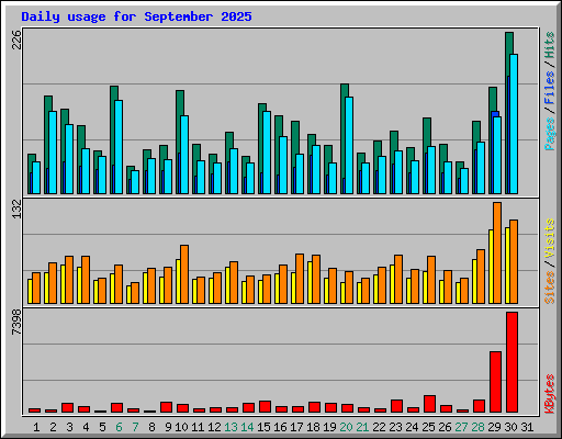 Daily usage for September 2025